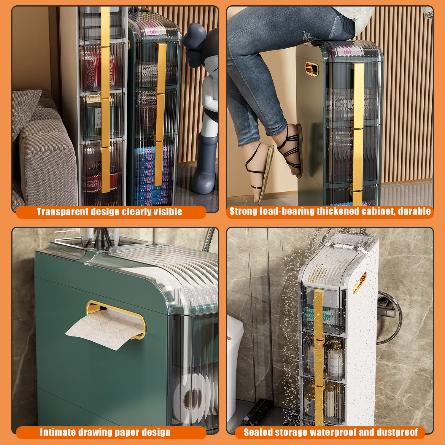 Cajones de almacenamiento apilables, gabinetes de baño impermeables, accesorios de almacenamiento, gabinete de Pie para baño, muebles para baño, dormitorio, cocina, pasil