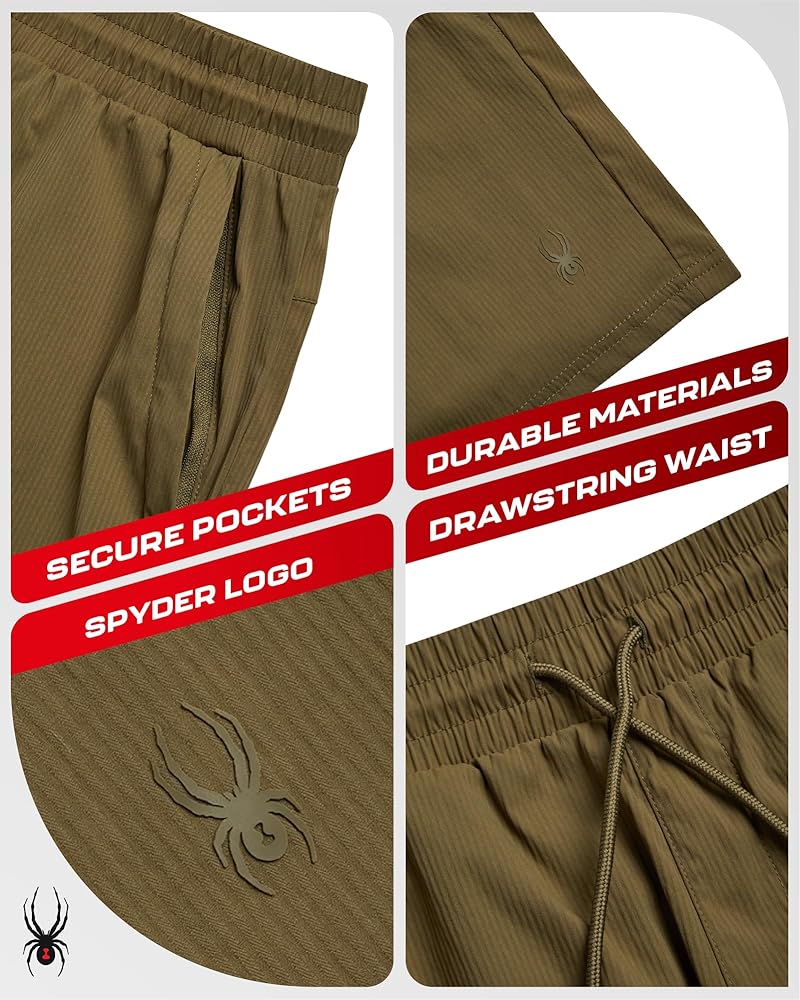 Spyder Mens Athletic Shorts - 8'' Inseam Quick Dry Workout Gym
