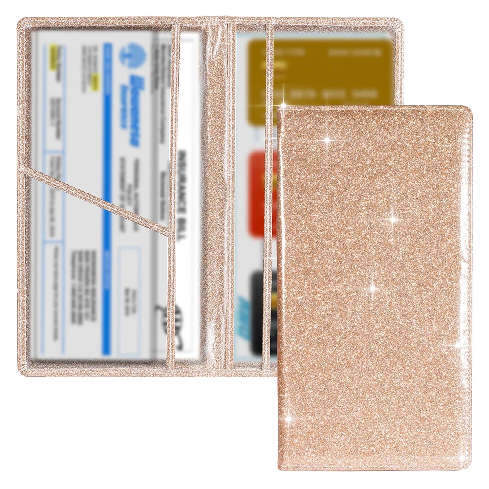 Porta Carte di Credito Portadocumenti for auto e carta di assicurazione, organizer for vano portaoggetti for documenti di immatricolazione del veicolo(Gold)
