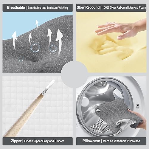 Miniatura 5 de Almohada cervical para aliviar el dolor de cuello  Almohada ergonómica de espuma viscoelástica con ranura para reposabrazos y funda de almohada de