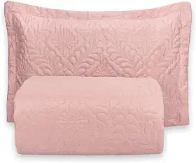 Kit Colcha Cobre Leito Camili Solteiro Dupla Face 2 Peças Ultrassônico (Rosê)