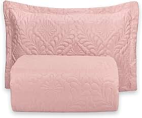 Kit Colcha Cobre Leito Camili Solteiro Dupla Face 2 Peças Ultrassônico (Rosê)