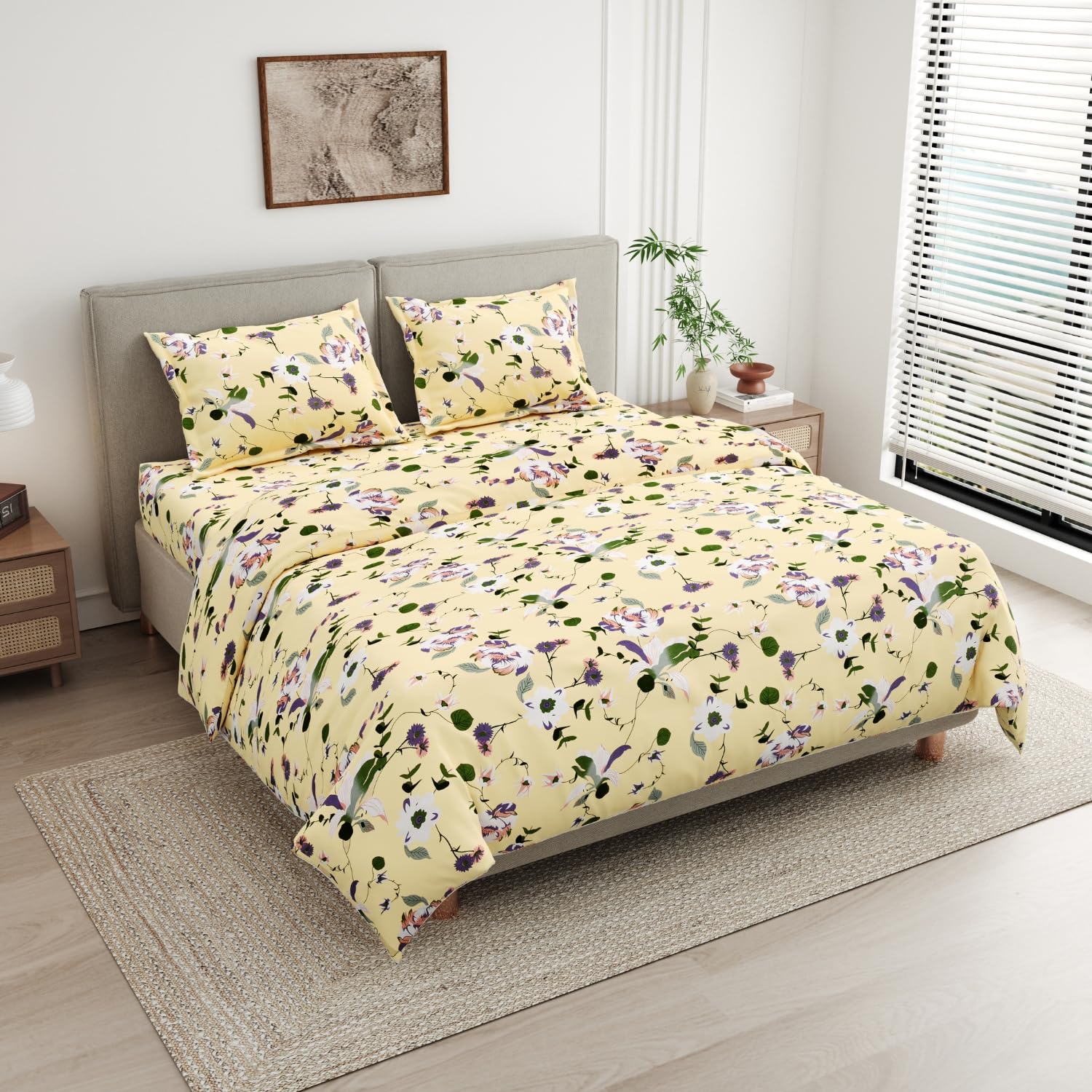 haus & kinder 100% Cotton King Size Bedsheet For Double Bed |144 Tc Be