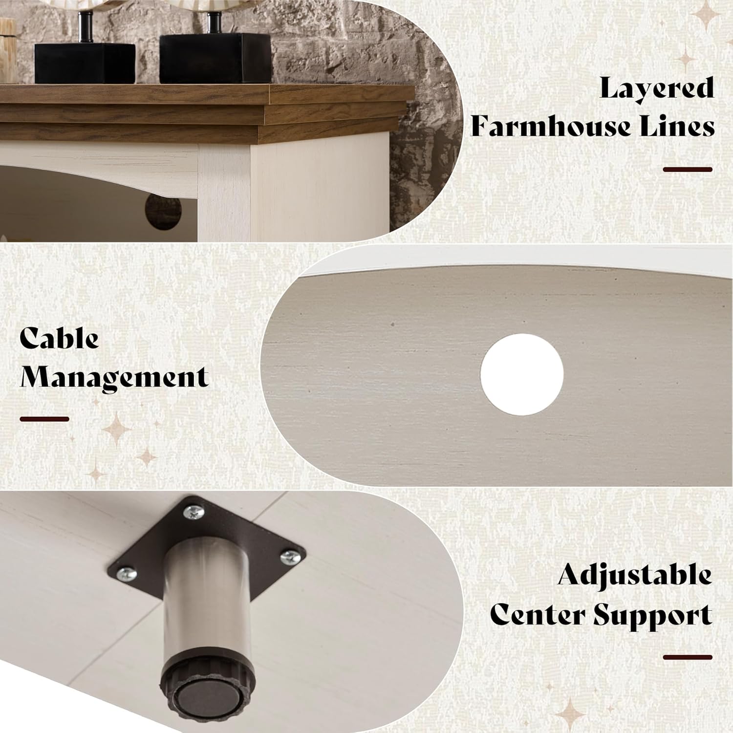 AMERLIFE 70" Farmhouse Fireplace TV Stand for TVs up to 80", Entertainment Center with 23" Fireplace, Open Shelves, One-Box Delivery, Media Console Table for Living Room, Distressed White