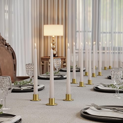 Miniatura 5 de 6 portavelas de latón dorado y juego de 2 portavelas dorados para velas de pilar, portavelas para centro de mesa, decoración festiva de chimenea de