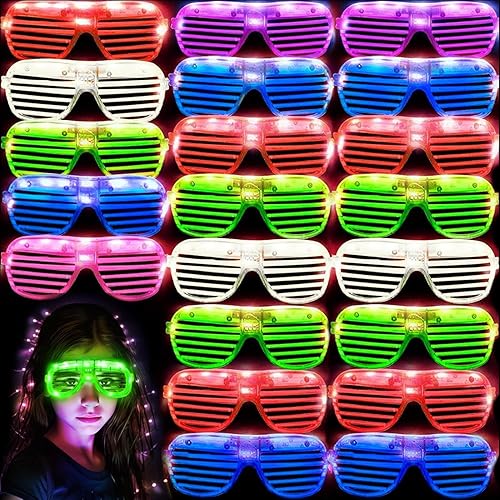 Miniatura 1 de Paquete de 36 lentes LED de Mardi Gras que brillan en la oscuridad, suministros de fiesta que brillan en la oscuridad, lentes de sol intermitentes