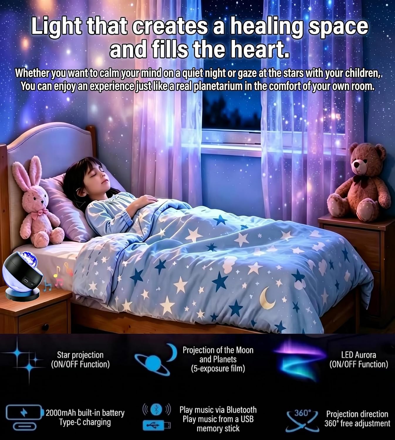 Aurora Star Galaxy Night Lights Projector for Bedroom,Gifts Kids&Adults image 5