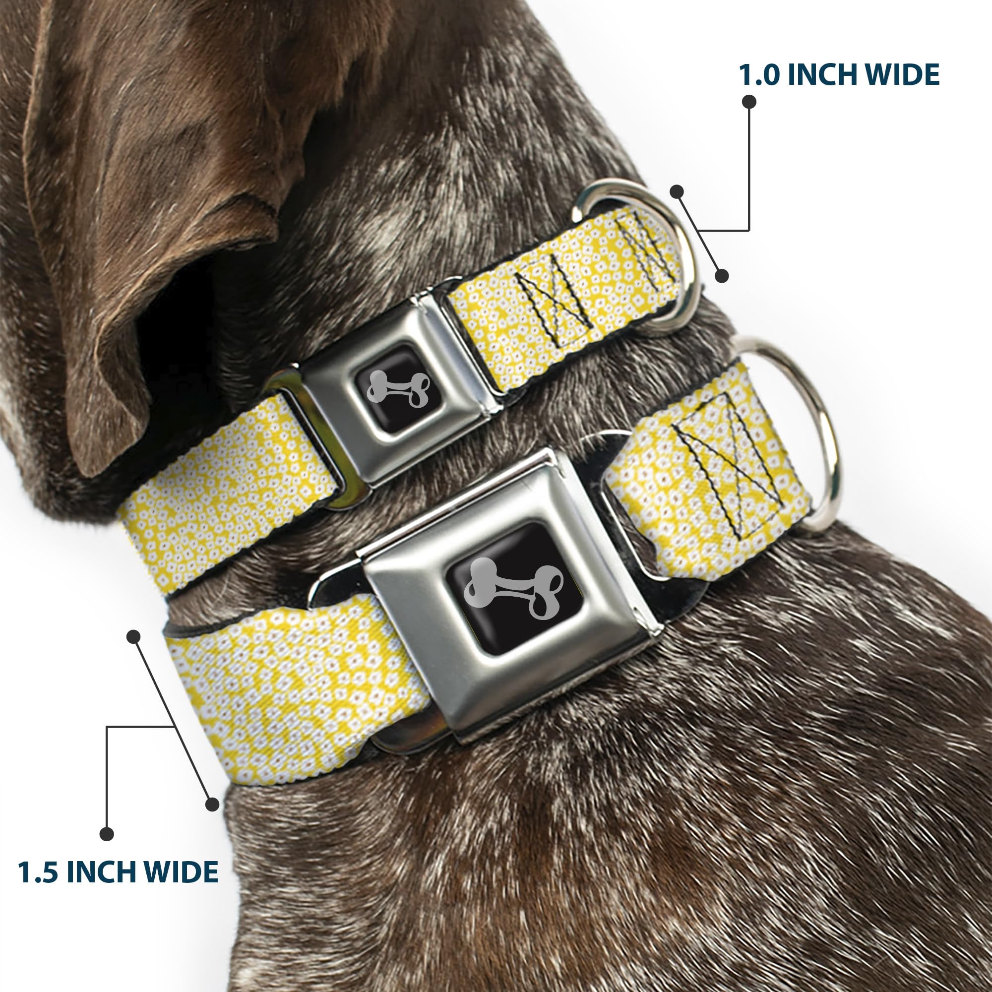 Buckle-Down DC-W33007-WS - Cinturón de Seguridad para Perro, tamaño pequeño, diseño Floral, Color Amarillo, Blanco y marrón