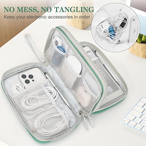 Vista 130 de FYY Organizador para cosas electrónicas, para viajes, para cables, cargadores, celular y auriculares, estuche portátil, impermeable, doble capa