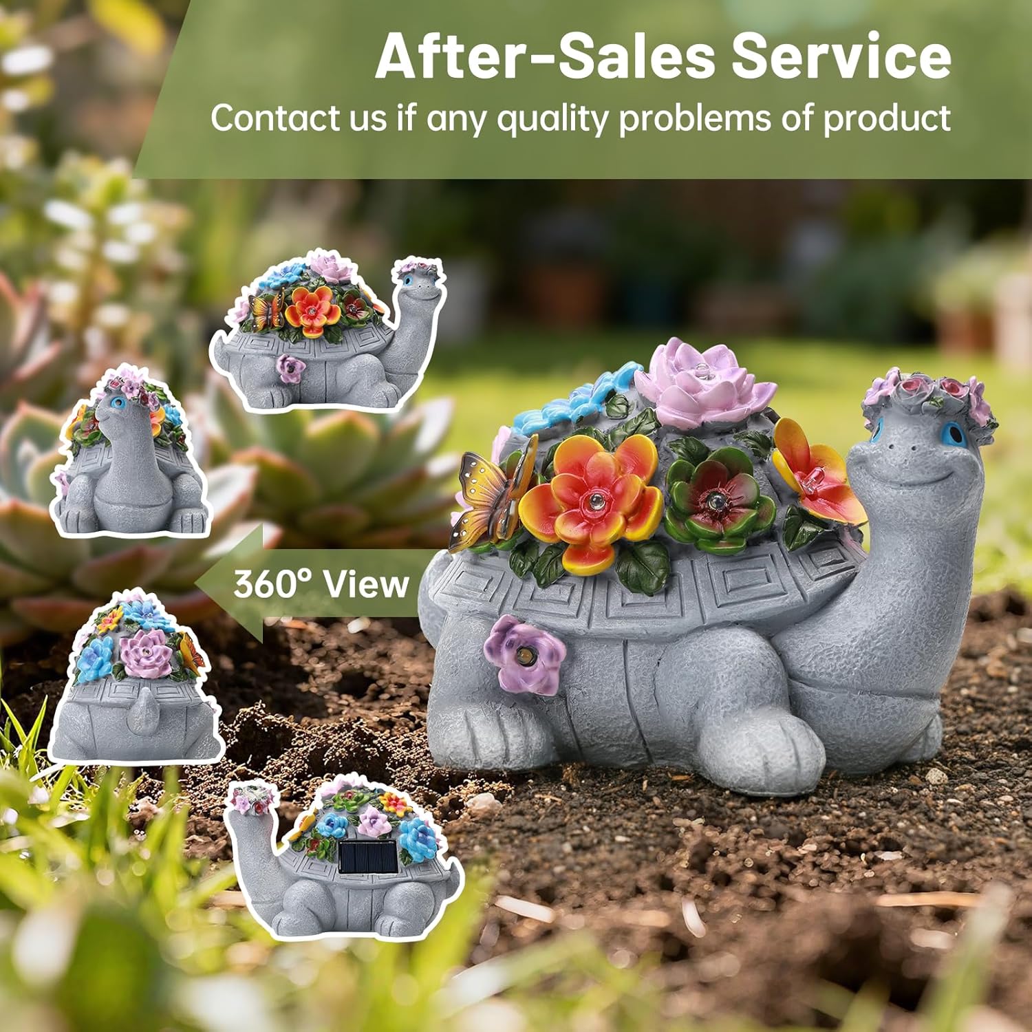 Solar Turtle Garden Statue,Outdoor Figurine Decorations Ornament Lamps for Outside Yard Lawn Patio Porch Balcony,Women's Day Housewarming for Mom Women Grandma - Image 5