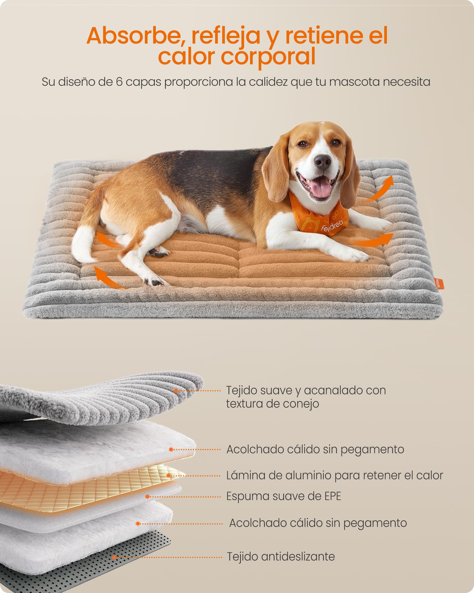 Feandrea Coperta per Cani, L, 90 x 65 cm, Coperta per Animali Domestici, Utilizzabile da Entrambi Lati, Copridivano per Cani e Gatti Lavabile in Lavatrice, Grigio Tortora PPB043GD01