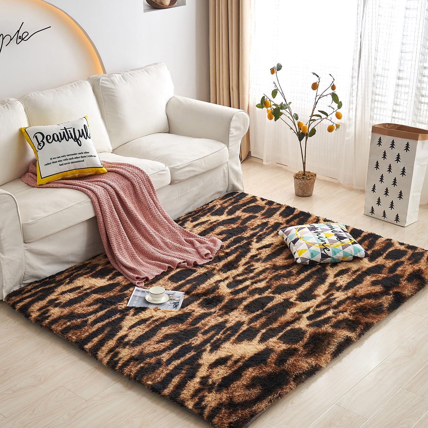 Aexpath Rugs Living Room, Leopard Print,80x120 cm, Thick Luxurious Soft High-Pile Rug Carpet, Tie-Dye Area Rug, for Indoor Living Rooms, Bedrooms, and Hallways, Hand Washable, Fade-Resistant — image 1