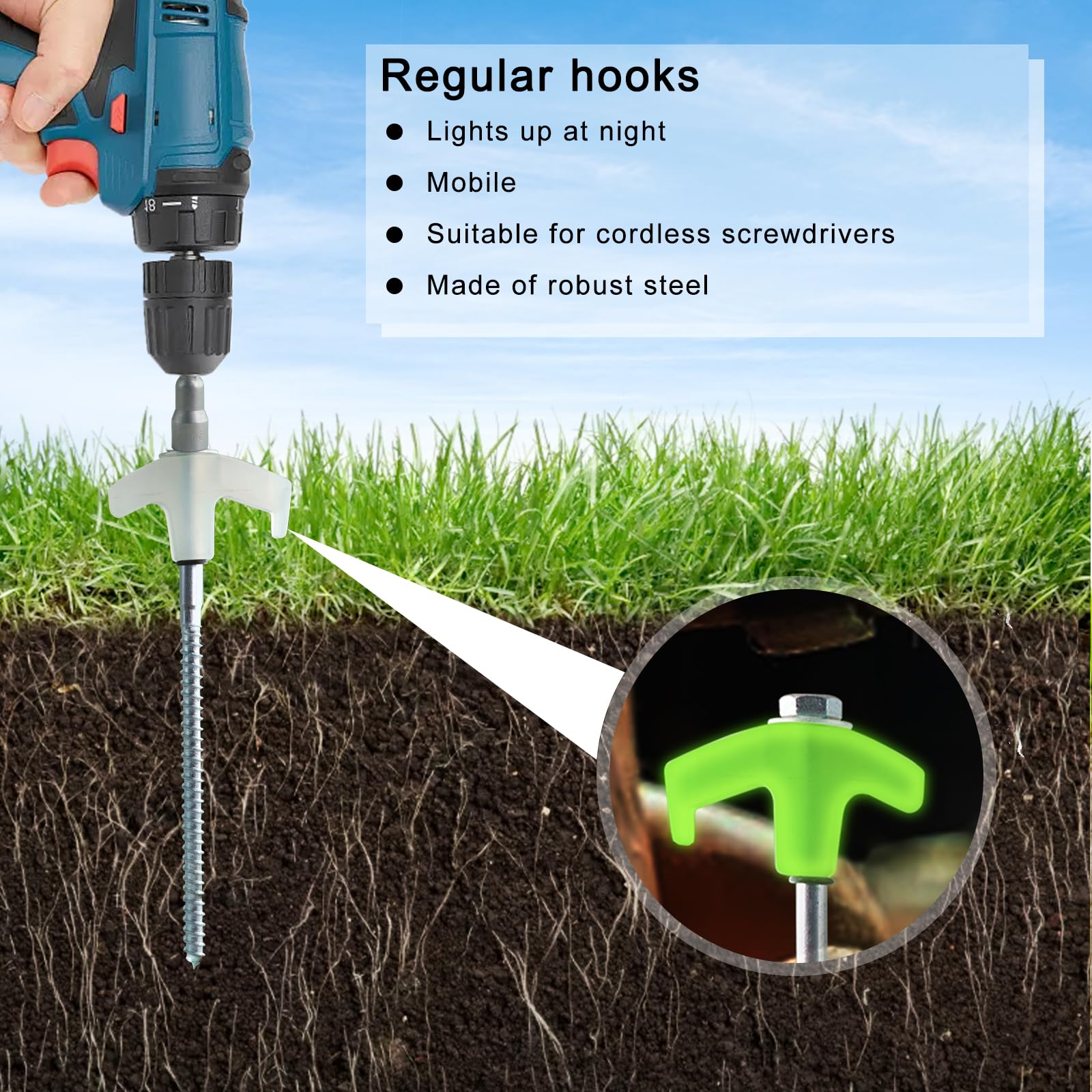 15 Pack Heavy Duty Camping Tent Pegs, Steel Ground Stakes for Hard Soil Grass & Gazebo - Image 4