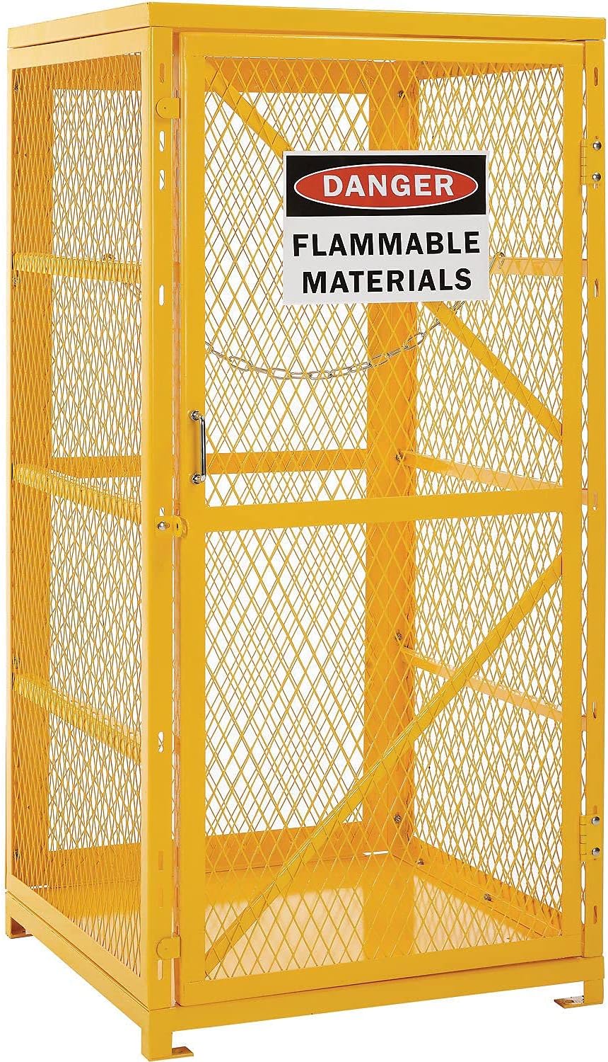 Global Industrial Vertical Cylinder Storage Cabinet with Single Door, 31" W x 30" D x 65" H, 9 Cylinder Capacity, 20 or 33 lbs. LPG Cylinders, Steel Construction, Unassembled