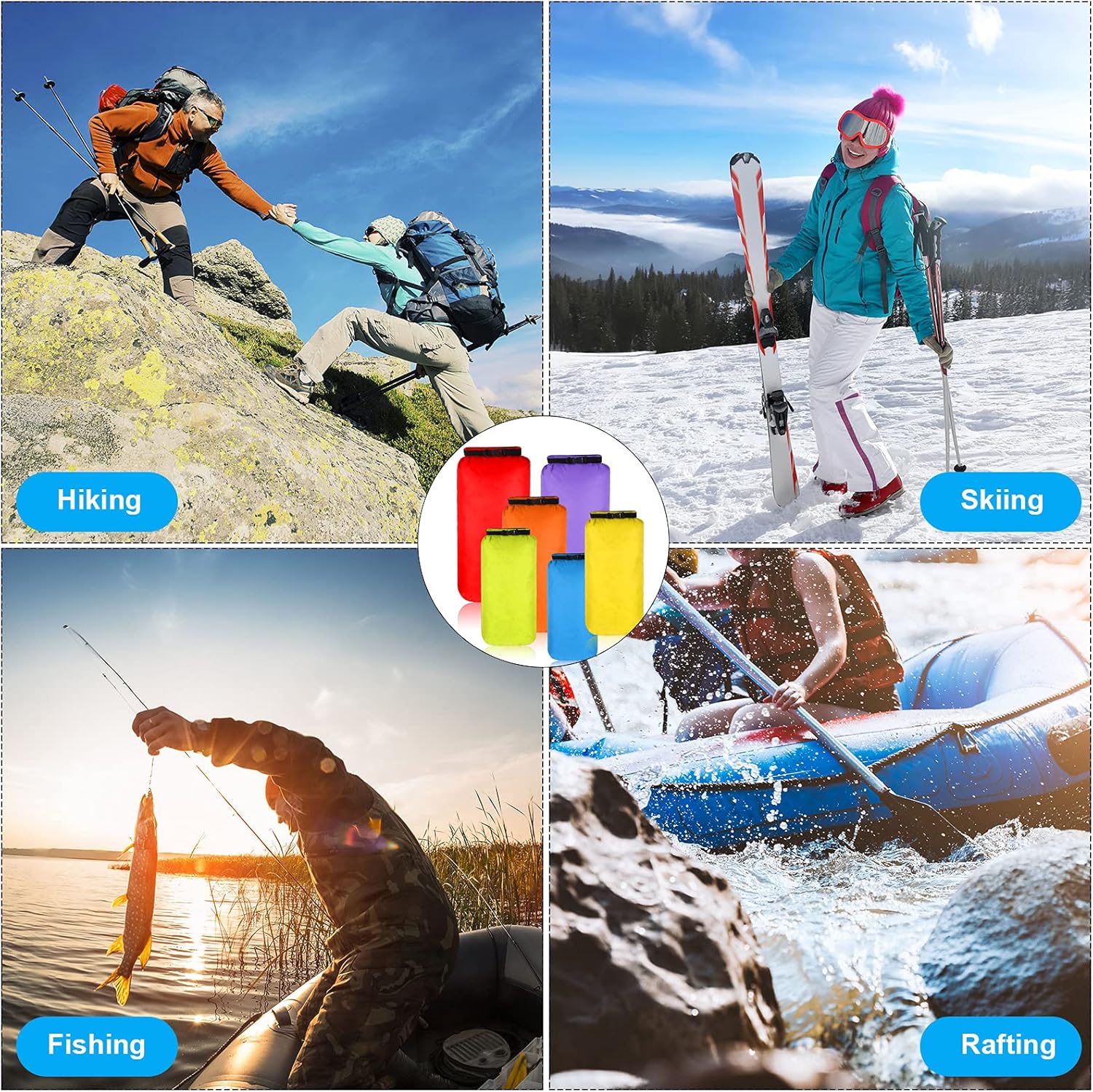 Shappy 6 Pcs Waterproof Dry Bag Set 6 Size Lightweight Sack and Long Adjustable Shoulder Strap 20/15/10/8/5/3l Outdoor Keep Gear Stuff Sack for Kayaking Camping Backpacking Boat Hiking - Image 7
