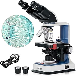 B120C-R 40X-2500X USB-C Rechargeable Battery-Powered Student Binocular Compound Microscope w/3D Two-Layer Mechanical Stage, Achromatic Objectives, & LED Illuminator