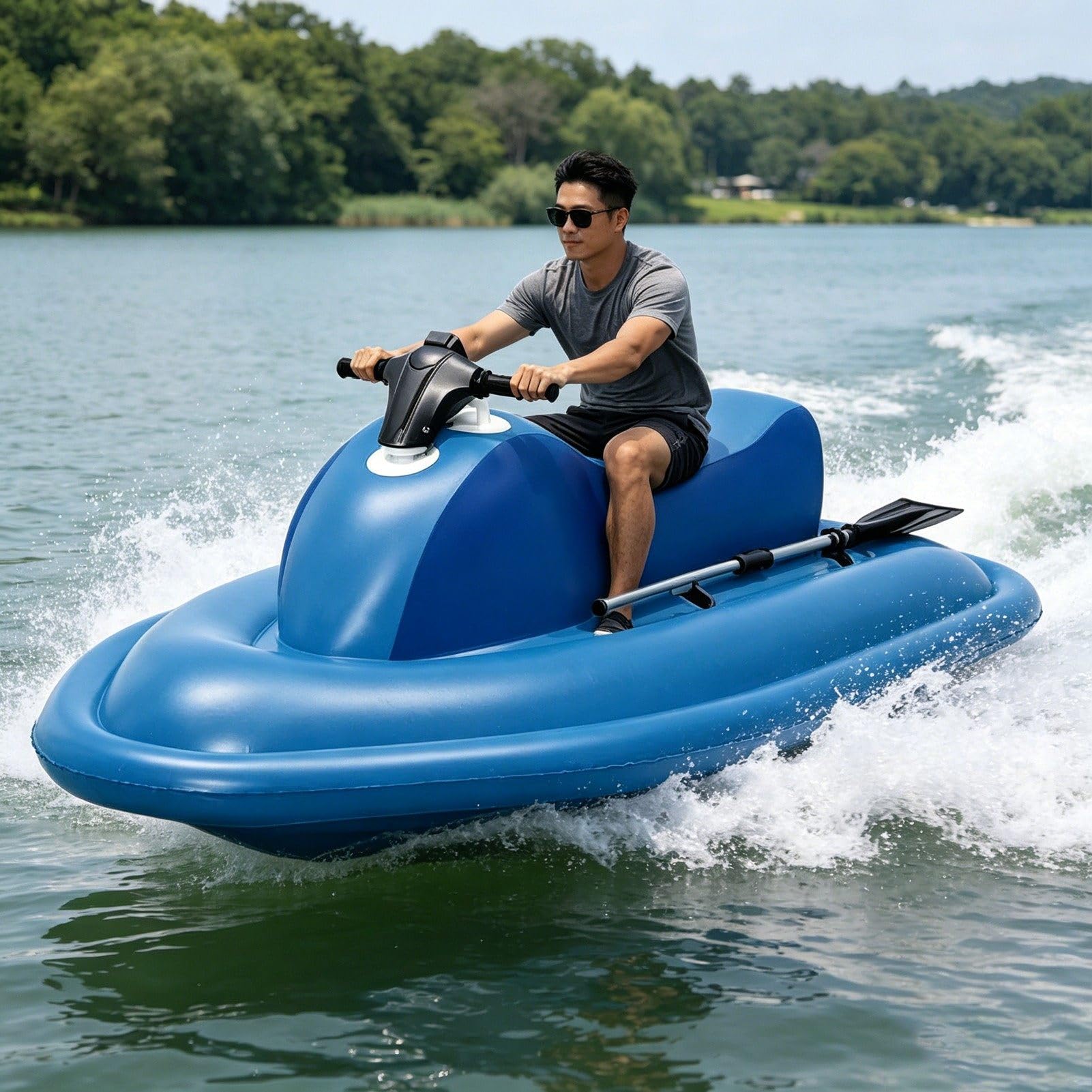 ExoticaBlend 2-in-1 Inflatable Electric Underwater Scooter Jet Ski Boat - Ride-On Watercraft Pool Float,3-7km/H,Remote (9-Speed) | Portable Electric Motor Jet Boat 700W16A