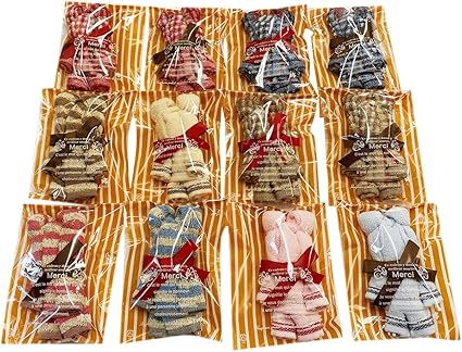 Amazon タオルの萩原 可愛いタオルハンカチで作った手造りベアー クマ 12個セット 色柄おまかせ ラッピング袋入り ベア12p タオルセット ホーム キッチン オンライン通販