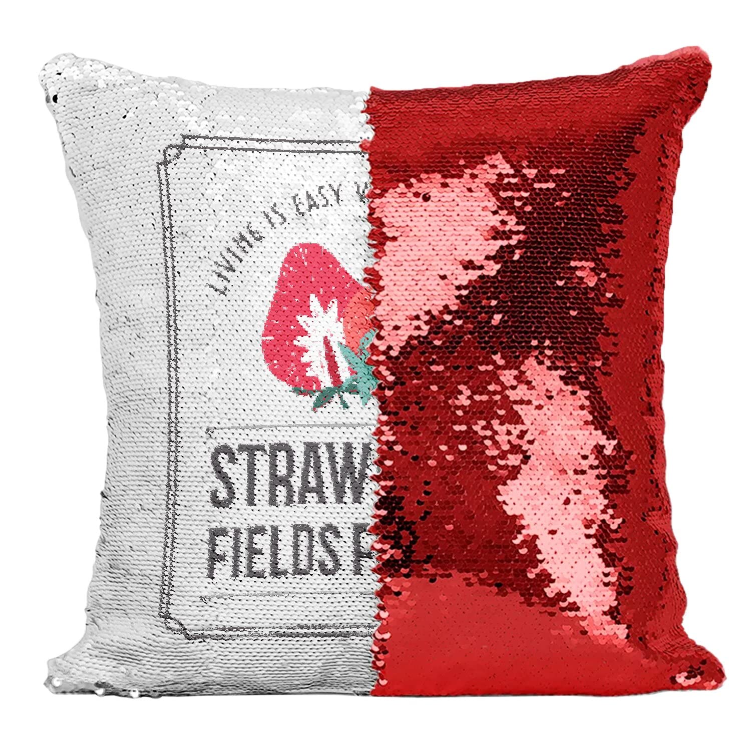 Coussin sequin rouge musique style 70's pop chic pour salon vintage