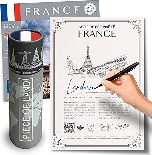 French Gifts for Men and Women | Real Piece of France | Unusual France Gift Ideas | Blank Certificate to Write in The Name of Your Choice | Gifts of France | French Christmas Gifts | Paris Gifts