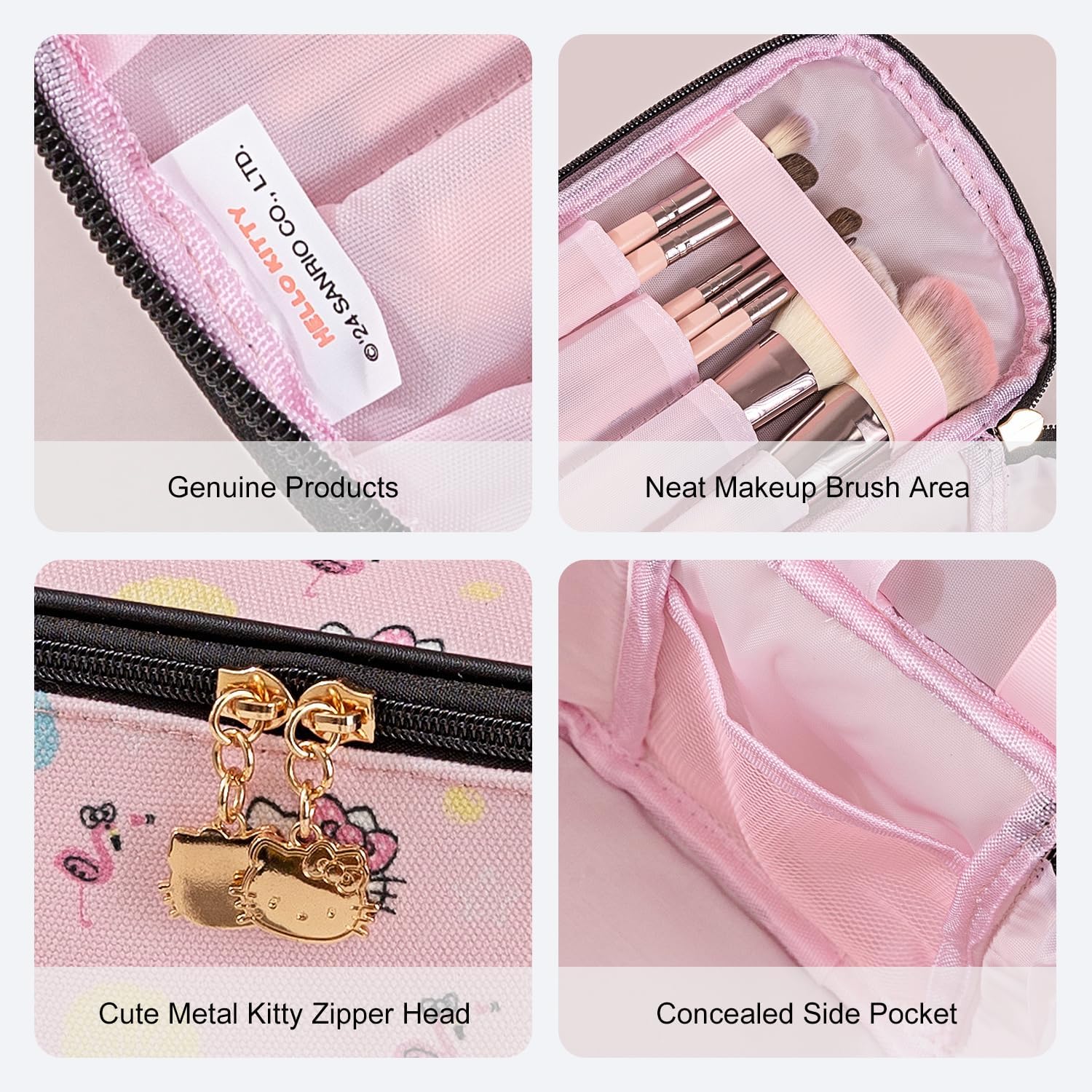 AmBealla Cosmetic Bag Large Makeup Bags Pink Travel Case with Makeup Brush Holder,Cosmetic Organizer for Women, Toiletry Bag for Skincare & Beauty Tools Sweet Cute for Girls - Image 7