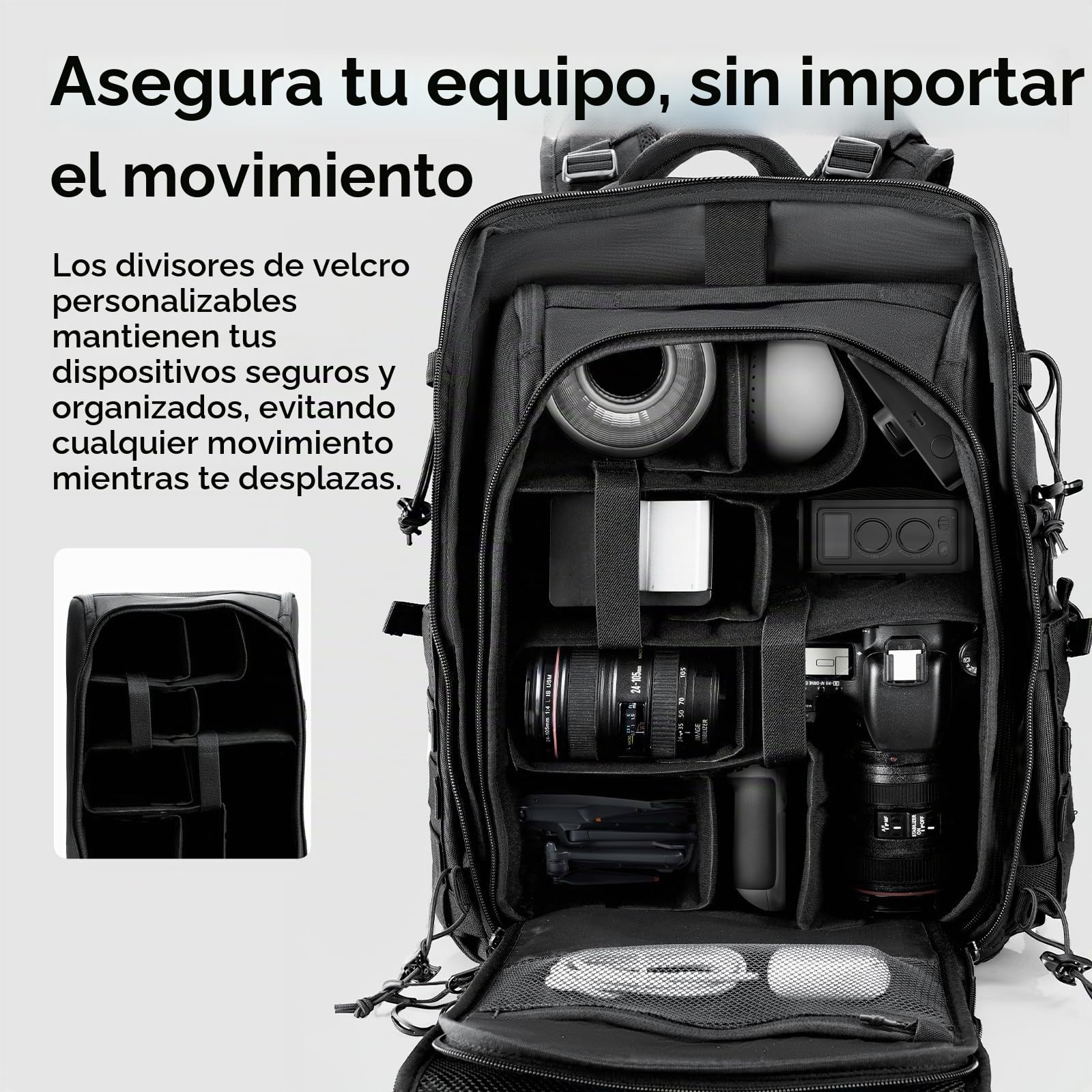 ULANZI 28L Mochila para Cámara, Bolsa para Cámara con Múltiples Puntos de Anclaje, 7 Compartimentos de Almacenamiento DIY, Ordenador Portátil de 15,7'' para Cámaras Réflex, Drones y Trípodes
