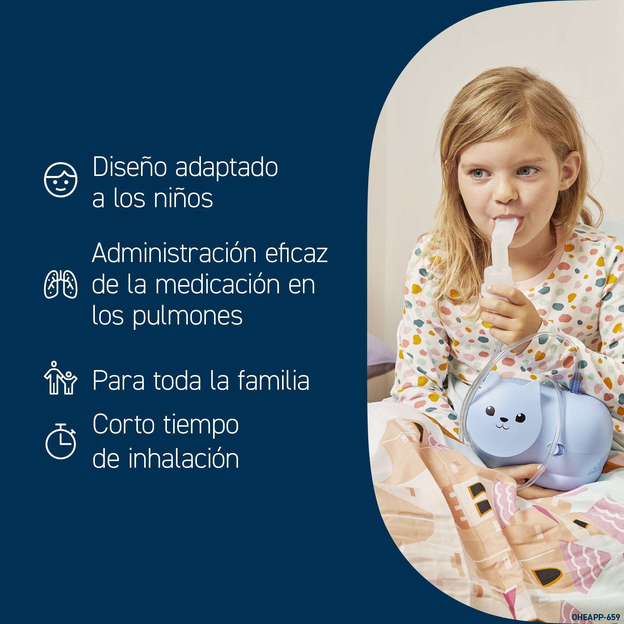 OMRON Nami Cat Nebulizador – Nebulizador niños, compresor potente para tratamientos rápidos y eficaces de afecciones respiratorias infantiles