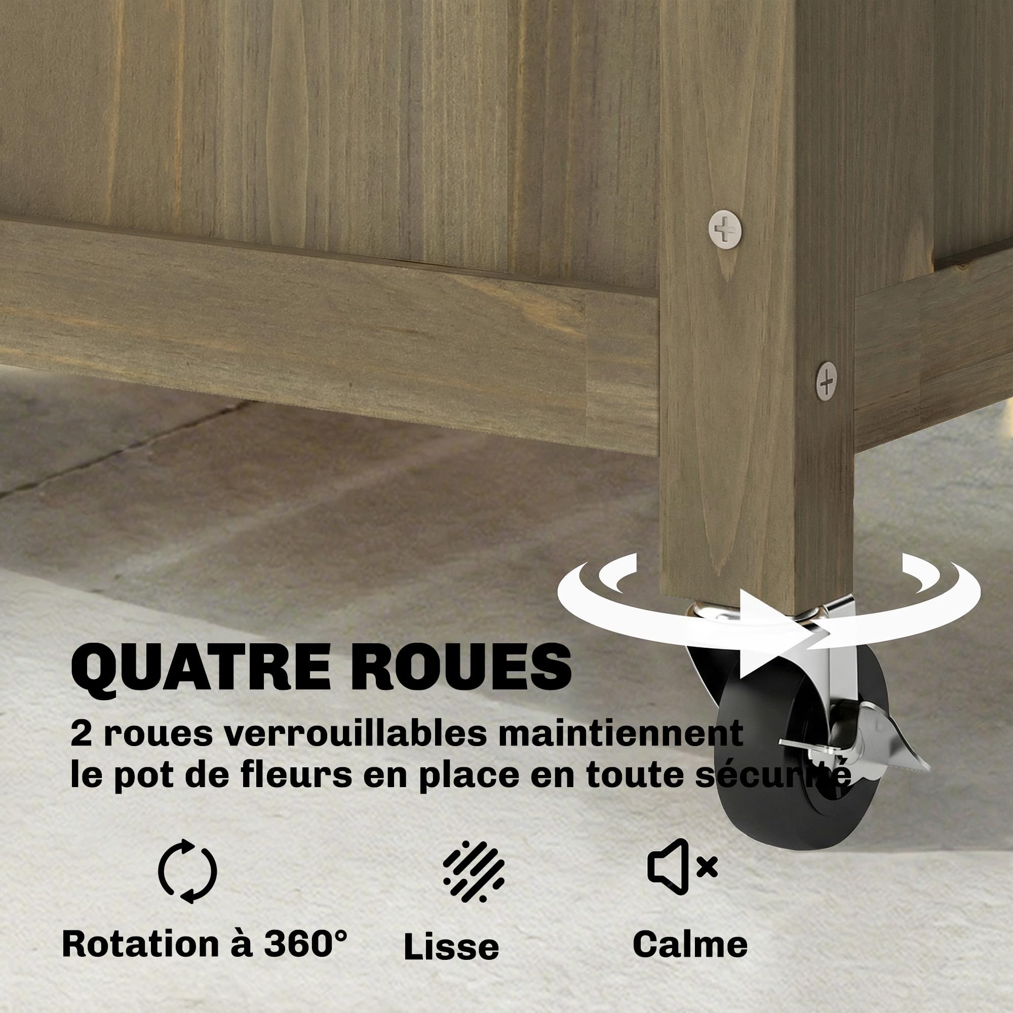 Outsunny Jardinière avec Treillis en Acier, bac à Fleurs sur Roues, lit surélevé en Bois, pour Plantes grimpantes, légumes, intérieur et extérieur, 72 x 36 x 168 cm, Finition Carbonisée