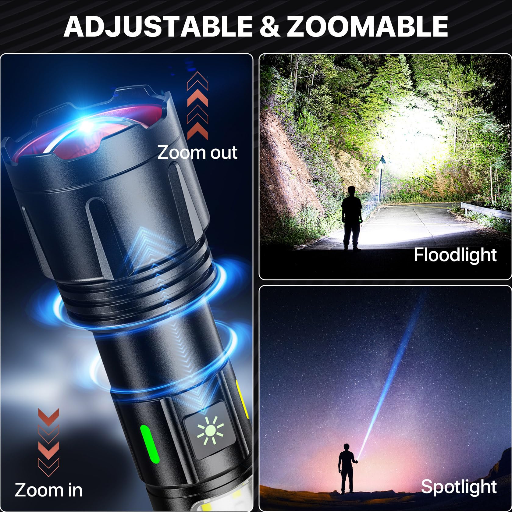 LUTW Rechargeable Tactical Flashlight - 2000 Lumens Super Bright With 5 Modes & USB-C - View #11