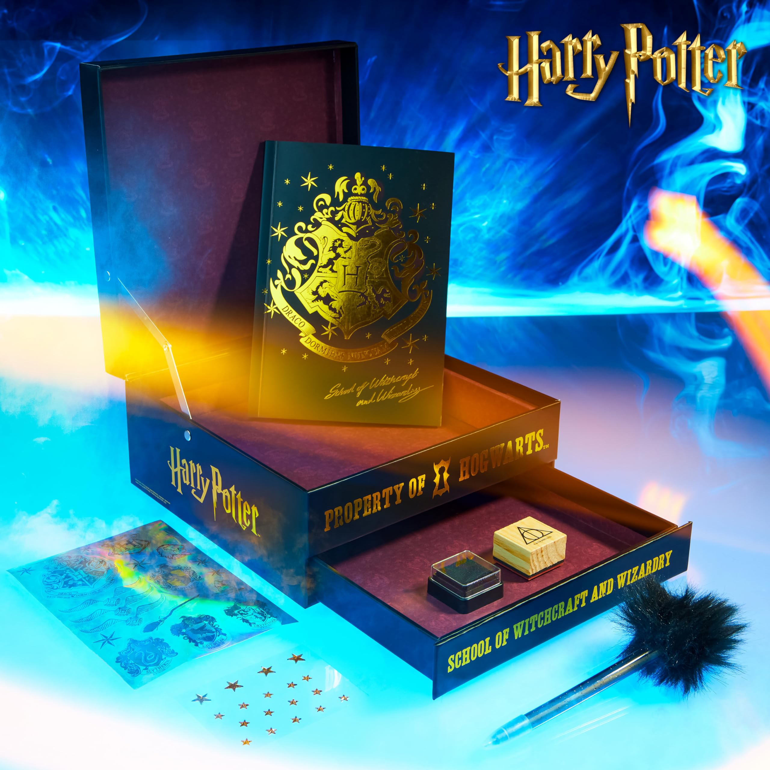 Harry Potter Album Photo Scrapbooking Accessoires Papeterie Kawaii Fournitures de Loisirs Créatifs Carnet Stickers Tampon, Cadeau Enfant (Noir/Bordeaux)