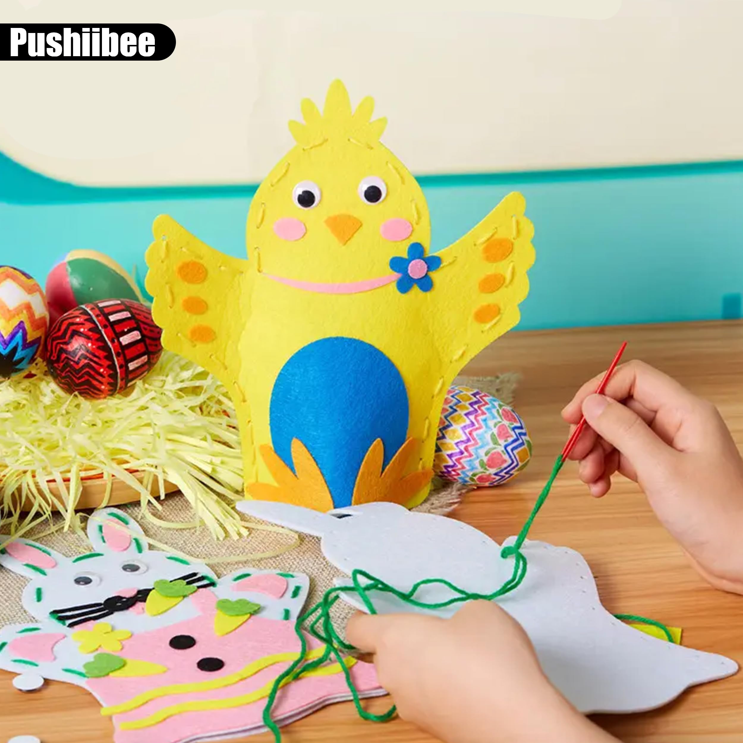Pushiibee Fieltro para Manualidades de Colores, 80 Piezas Fieltro para Manualidades DIY, 2 Tamaños Tela de Fieltro 40 Colores Hojas de Fieltro de Poliéster para Coser y Manualidadess — view 4