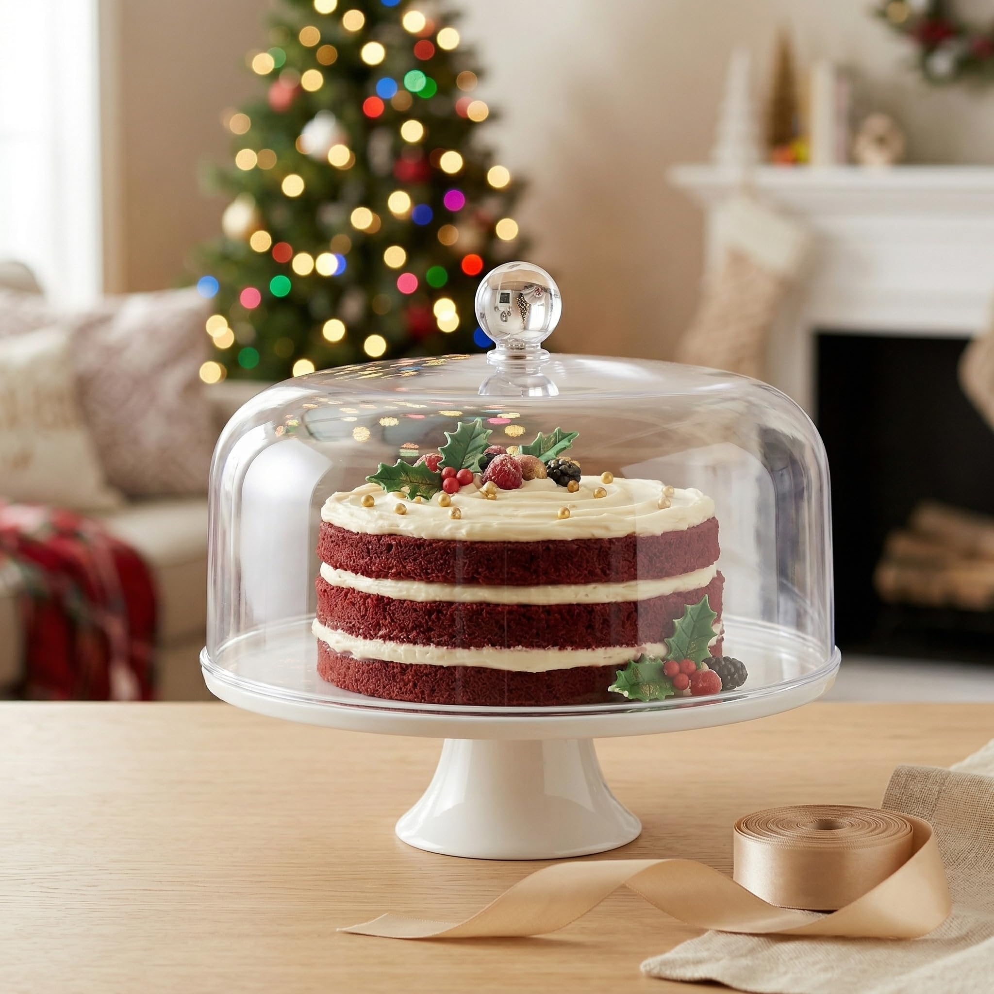 DOITOOL Couvercle de présentoir à gâteau en Acrylique Transparent - pour Servir à gâteau - pour Pique- - pour fête à la Maison - 23 cm
