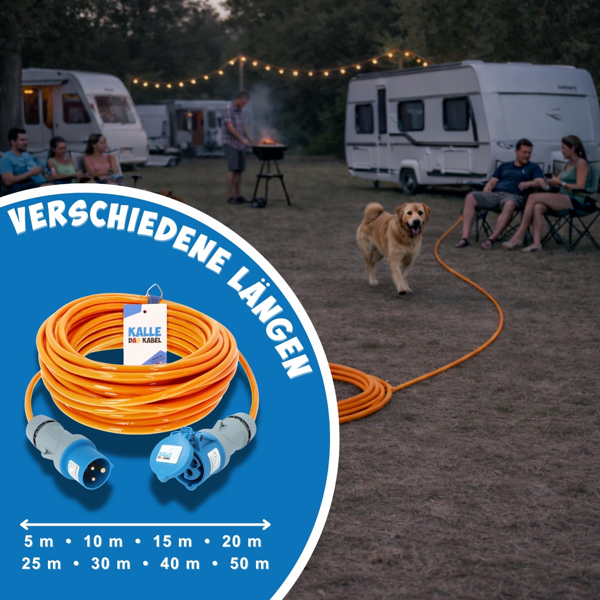 KALLE DAS KABEL CEE Verlängerung Kalle Blue Signal 2,5mm² Industrie BAU Boot Womo Camping Vollpur-Premium-Leitung 25 Meter