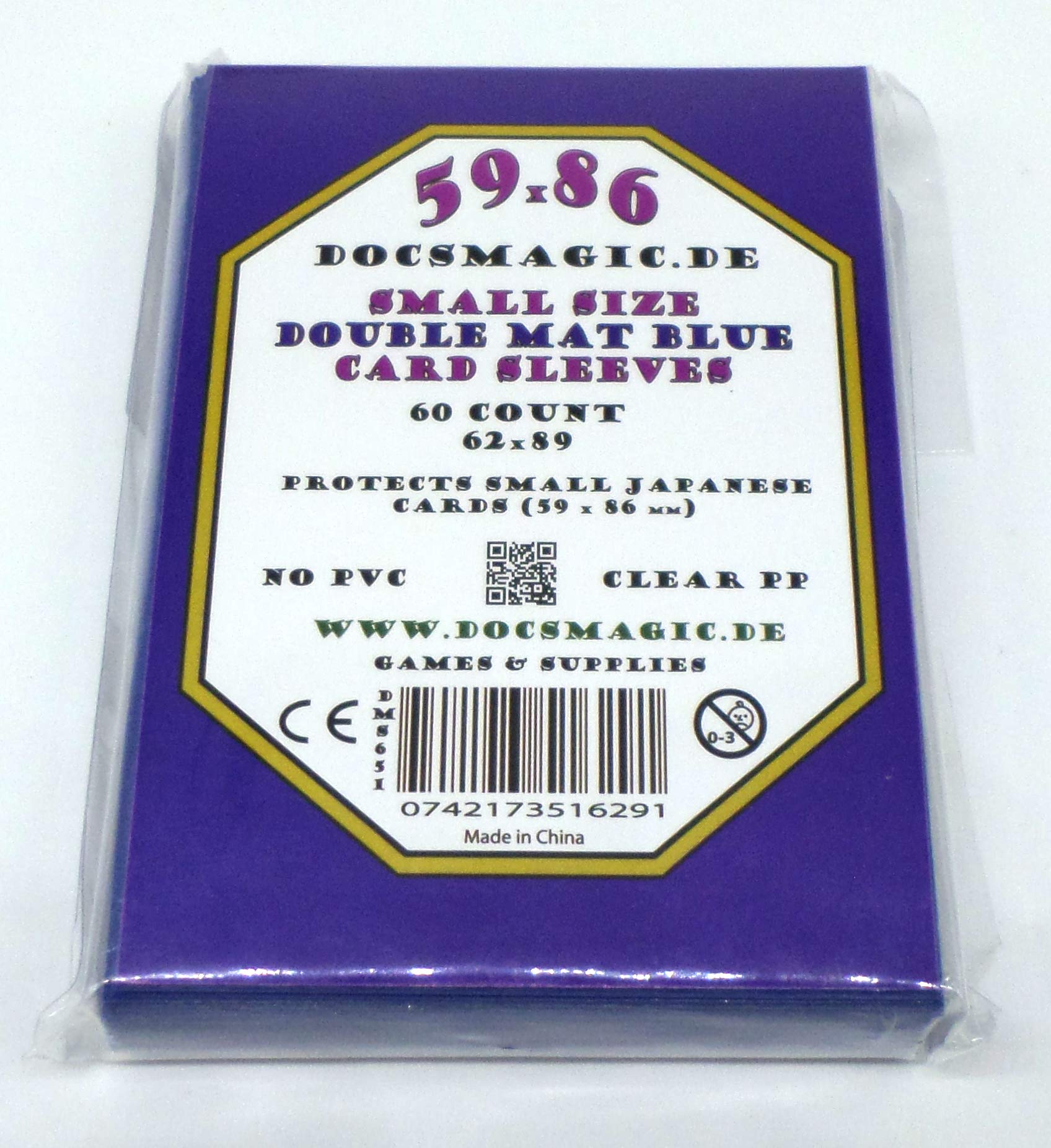 docsmagic.de 60 Double Mat Blue Card Sleeves Small Size 62 x 89 - Mini - YGO