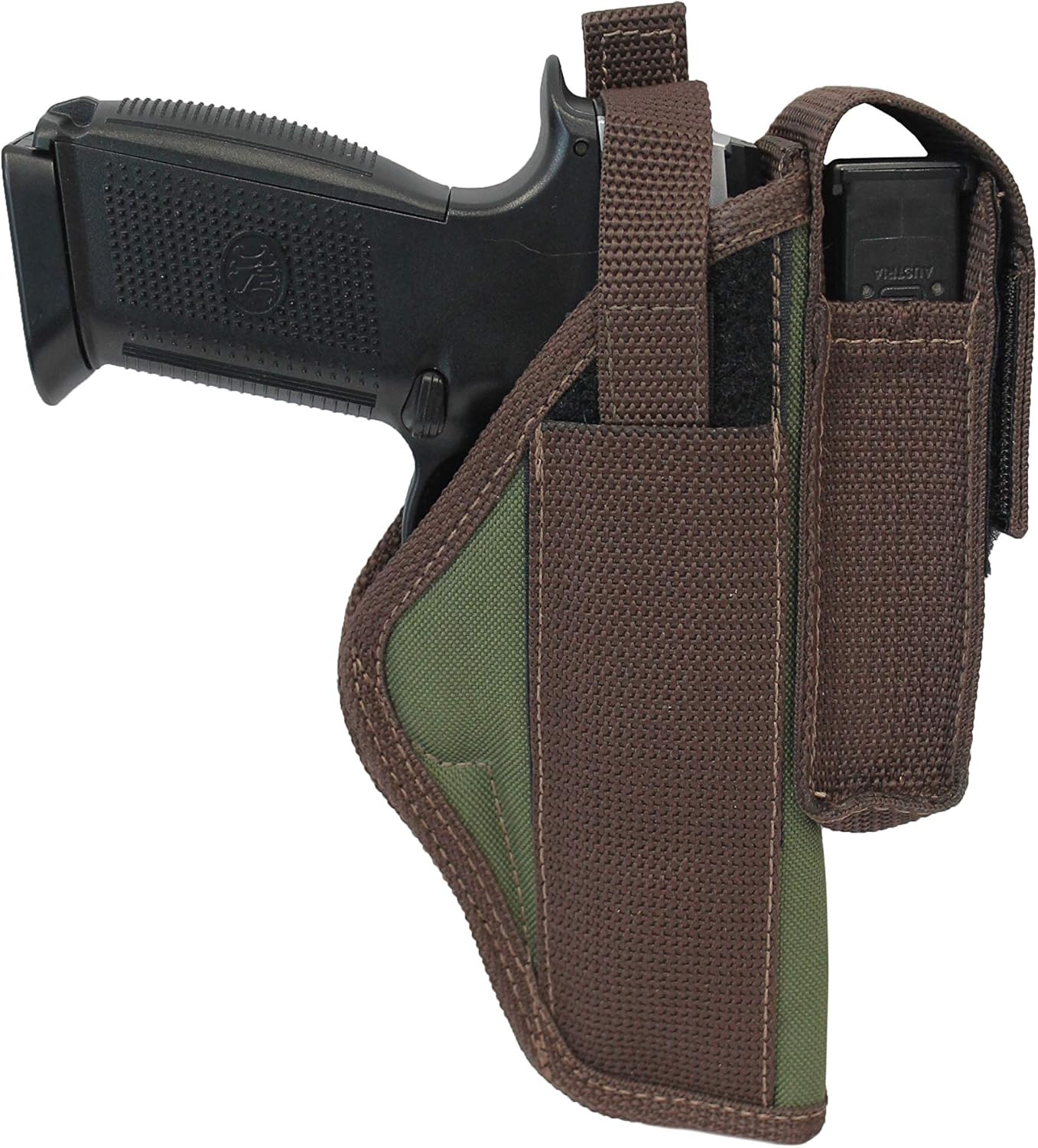 Barsony Woodland Green OWB Holster w/Mag Pouch for Full Size 9mm 40 45 Pistols