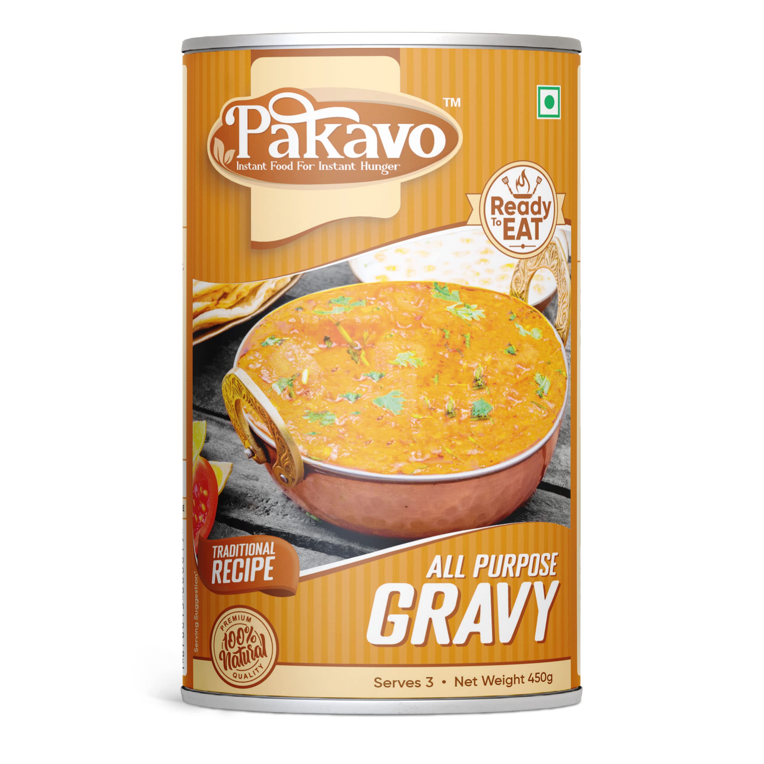 Pakavo All Purpose Gravy | Universal Gravy | No Added Preservatives and Colours | Ready to Eat | Thick Base Gravy – 450g