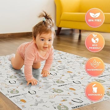 Minimono Mama Sandalyesi ve Aktivite Örtüsü| 3 Farklı Desen Seçeği | Tek Kullanımlık | Kullan At Sıvı Geçirmez | 100x120 cm | 30 Adet (Orman Hayvanları)