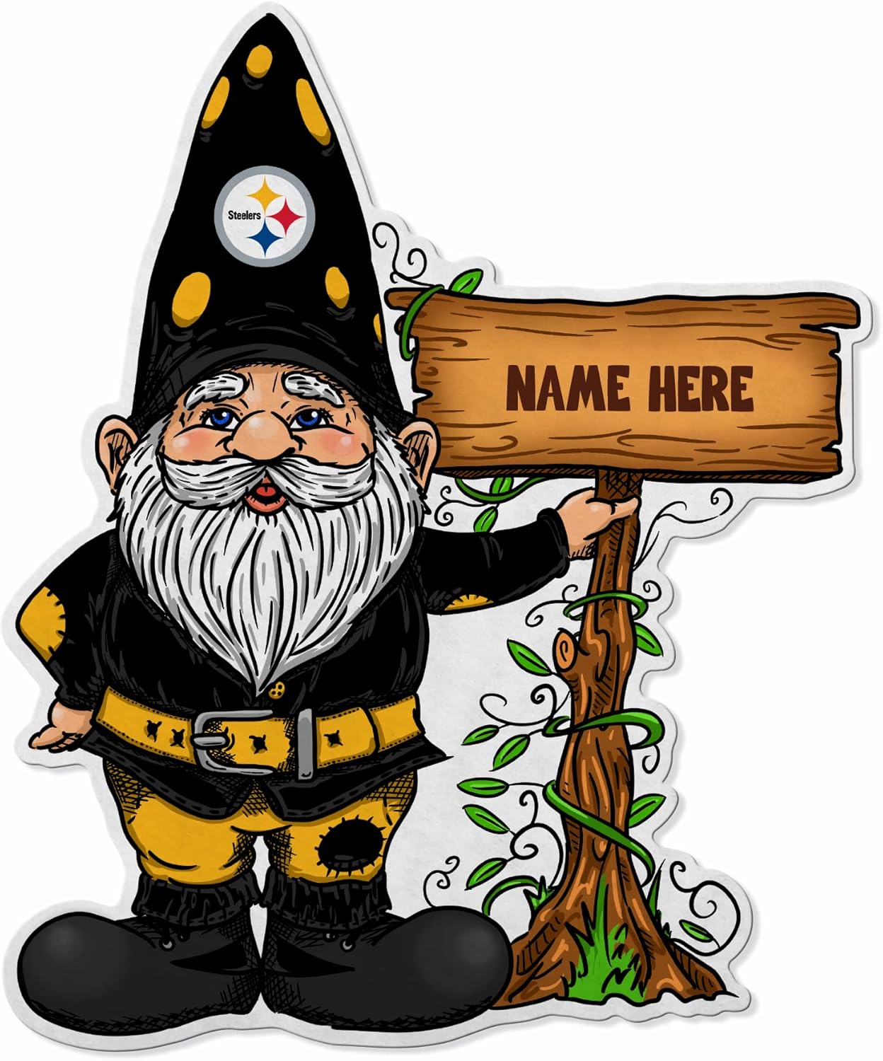 Rico Industries NFL Football Pittsburgh Steelers Gnome Personalized Pennant - Home and Living Room Décor - Soft Felt EZ to Hang