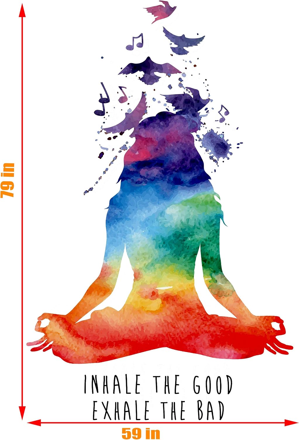 Neasyth Chakra Tapestry Yoga Studio Wall Hanging Polyester Meditating Room Indian Psychedelic Print Chakras Tapestries (Yoga Tapestry, 79 x 59 in)
