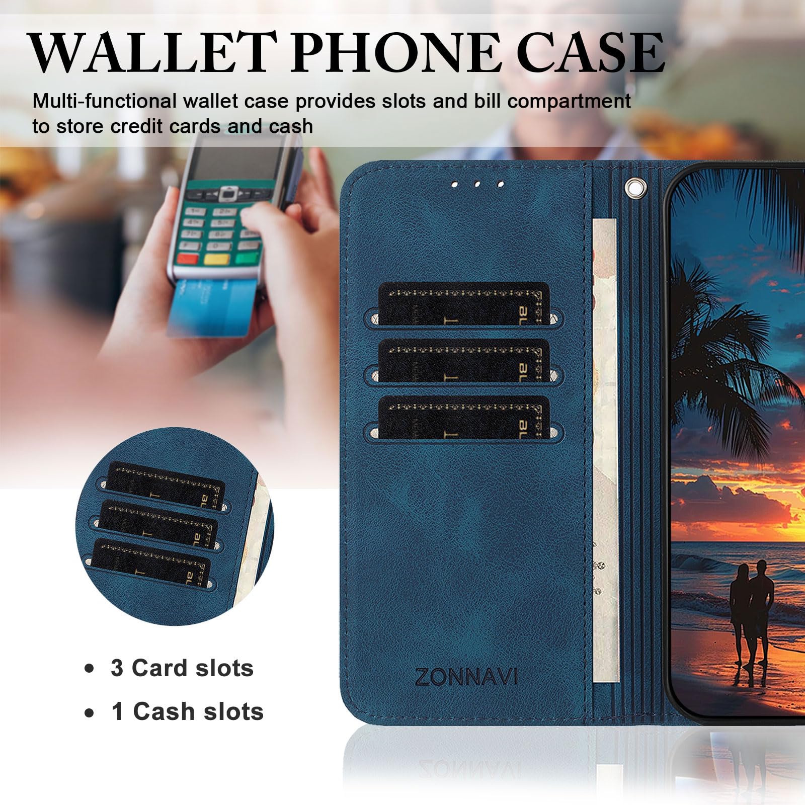 Etui na iPhone 14 / iPhone 13, [blokada RFID] Skórzane etui z klapką z uchwytem na karty, odporne na wstrząsy etui z portfelem dla iPhone 14 / iPhone 13 (jasnoniebieski)