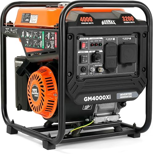 GENMAX 4000W Portable Inverter Generator with 30A RV Outlet Clean Power for Camping Home Backup