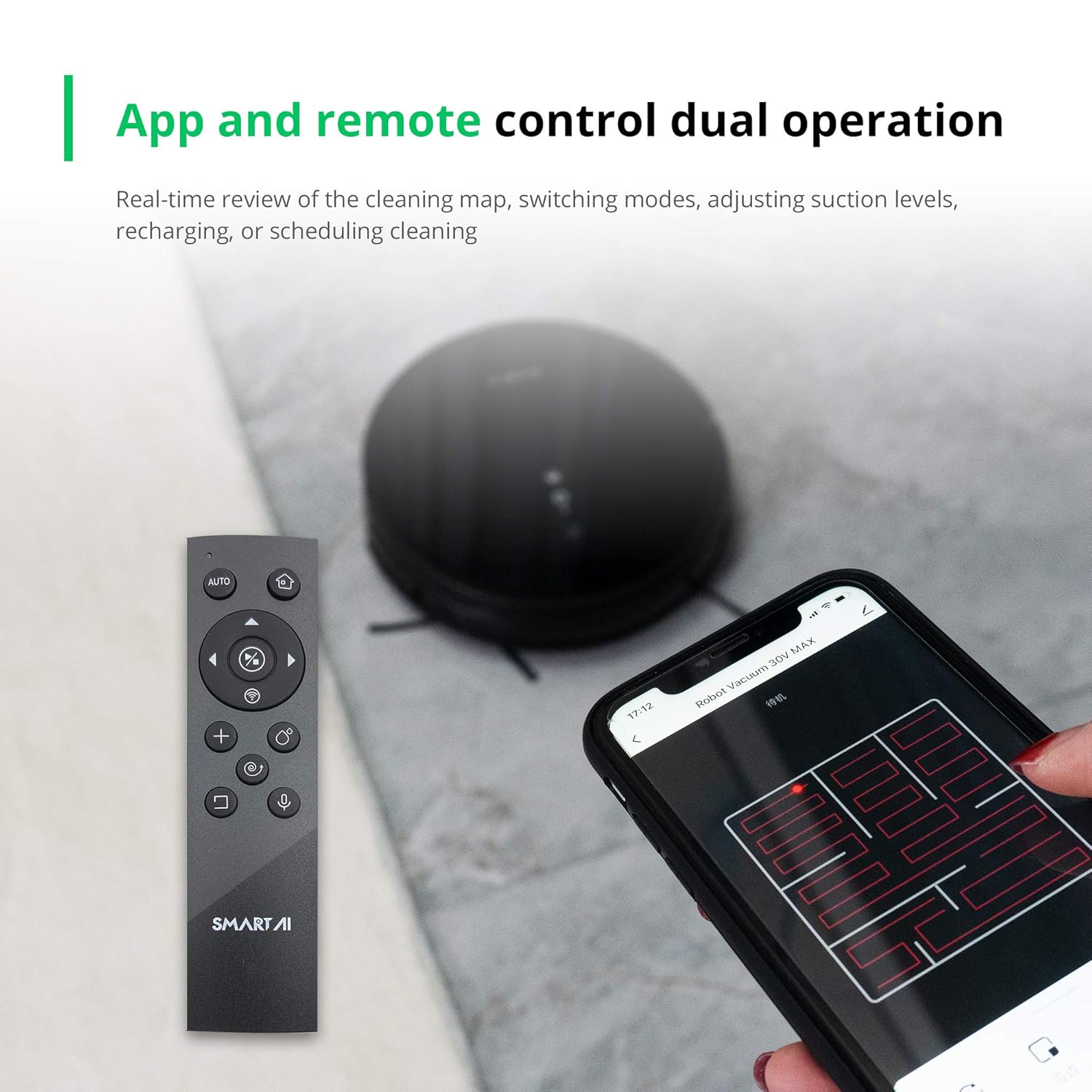 Robot vacuum automatically returning to its charging base and resuming cleaning