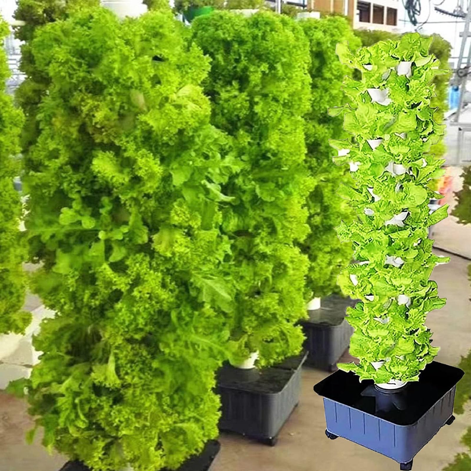 Torre de Cultivo Vertical, Sistema de Cultivo hidropónico para Jardines Interiores y Exteriores, Cultivo sin Suelo con Bomba de Agua y depósito de Agua extraíble