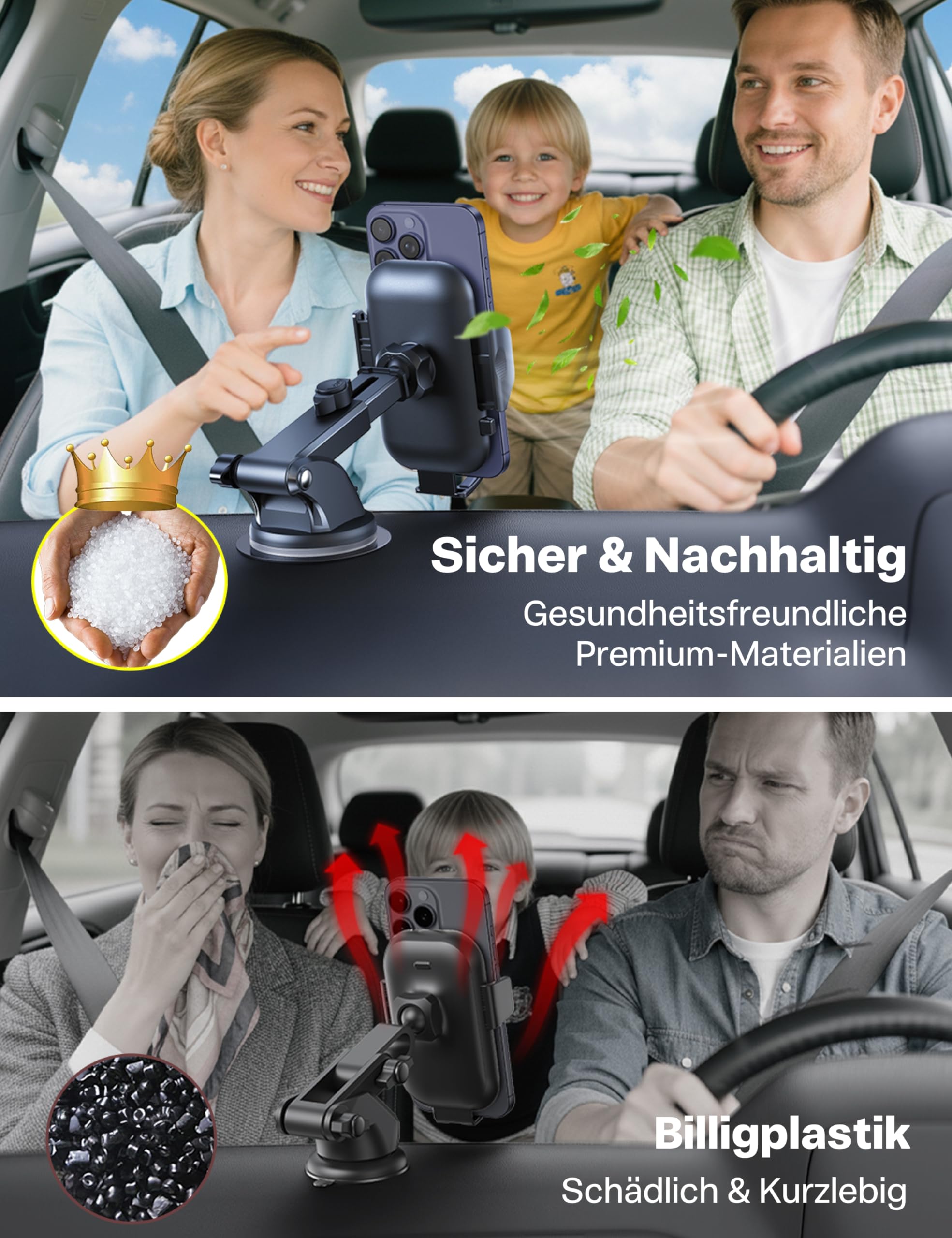 andobil Handyhalterung Auto [2026 Neueste Saugnapf] 3 in 1 Saugnapf & Lüftung Halter Universale KFZ Autohalterung Zubehör für iPhone 17 Pro Max Air 16/15/14/13/12 Samsung Galaxy S25 Ultra/S24/S23 Usw