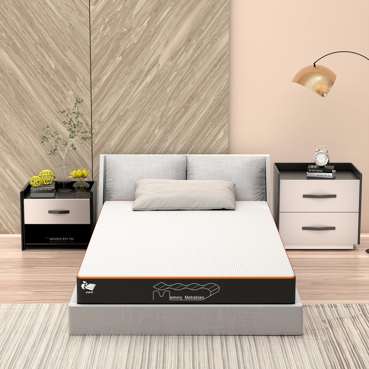 Materasso 120 x 200 cm, altezza 16 cm, in gel espanso freddo, 7 zone, grado di durezza H2/H3, materasso in memory foam di alta qualità per letto doppio, camera da letto familiare (120