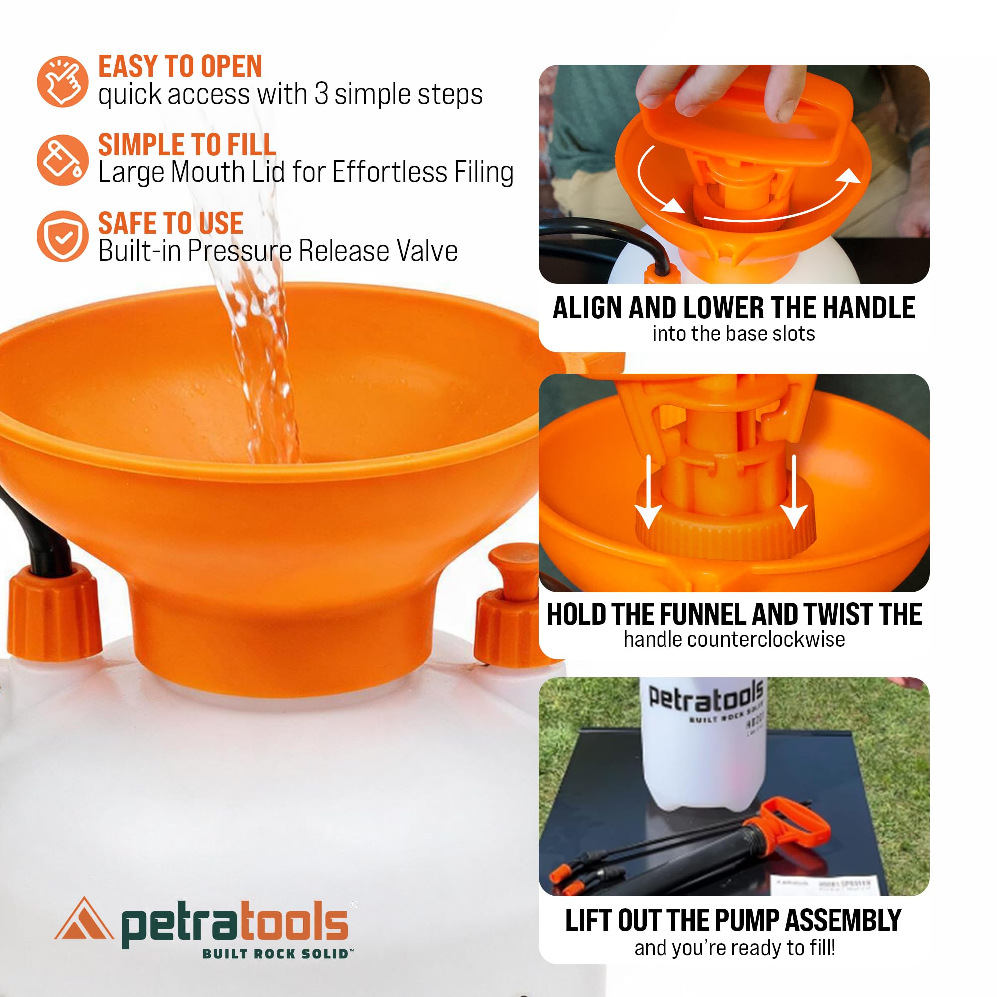 Petra 1 Gallone Pumpsprüher - HD101 Gartensprüher mit 2 Düsen, Verstellbare Düse, Lüfterdüse, Schwarz, Kunststoff, Handgerät
