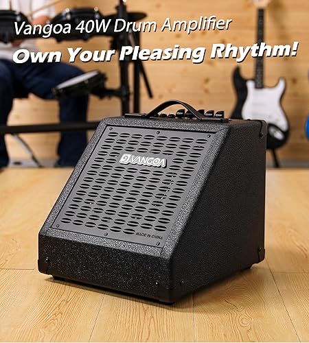 Miniatura 7 de Vangoa Amplificador de tambor eléctrico de 40 W, 3 entradas 3 bandas EQ inalámbrico monitor de tambor electrónico, altavoz de teclado incluye cable