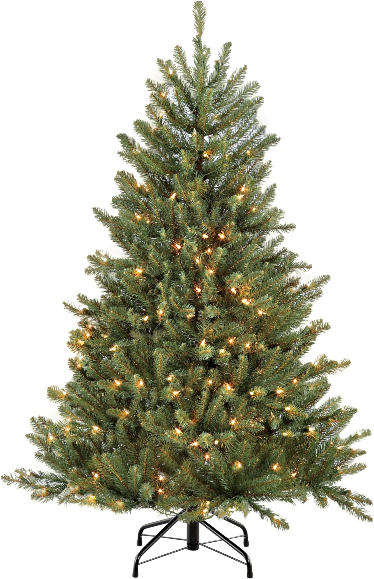 Puleo International 4.5ft Pre-Lit Full Fraser Fir Artificial Christmas Tree with 250 Clear Lights, 761 Realistic Dense Branch Tips, Easy Setup Artificial Trees with Sturdy Metal Stand