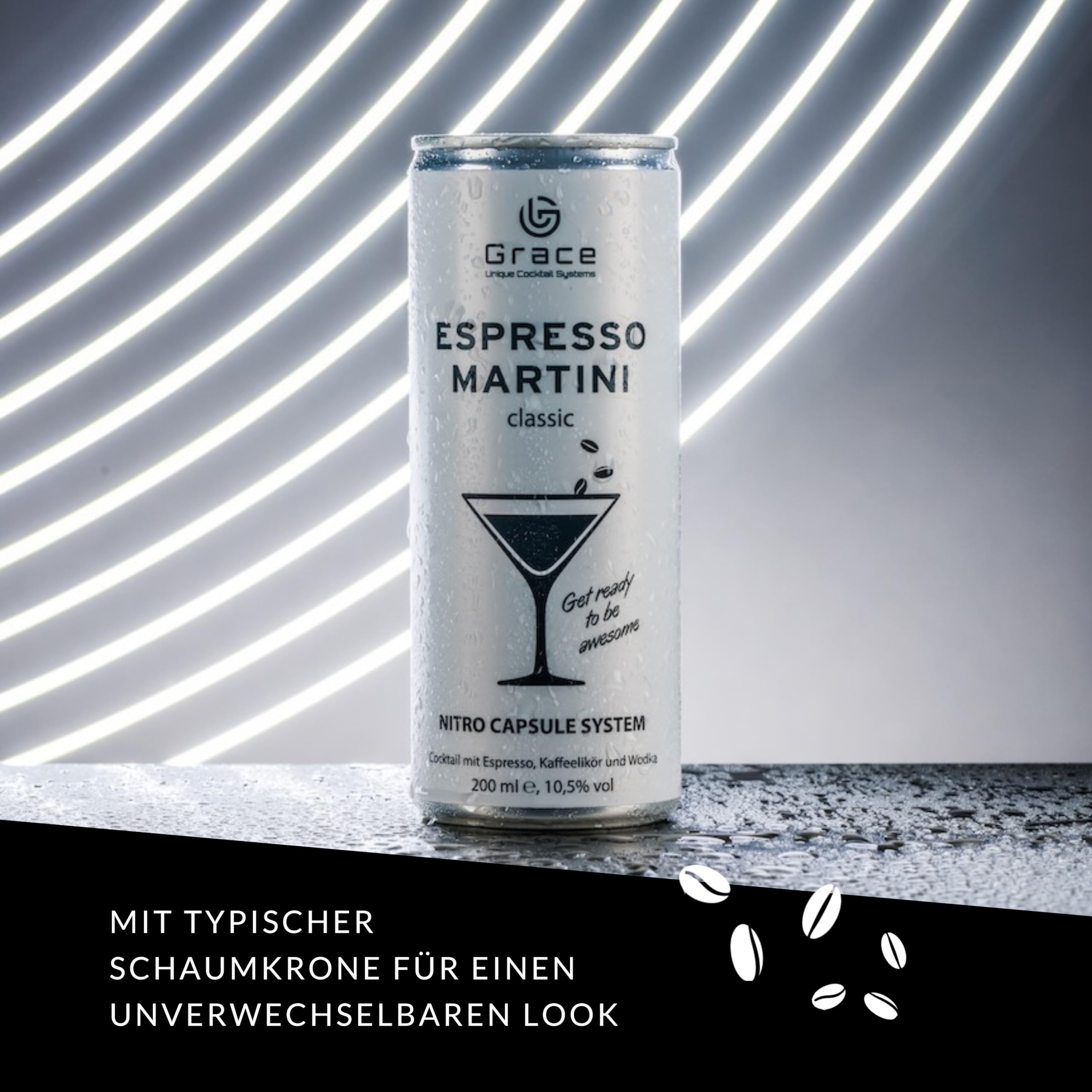 Grace Espresso Martini Dose (12 x 200 ml inkl. Pfand) – der legendäre Cocktail perfekt gemixt dank innovativem Kapselsystem – Kaffeelikör Espresso Martini