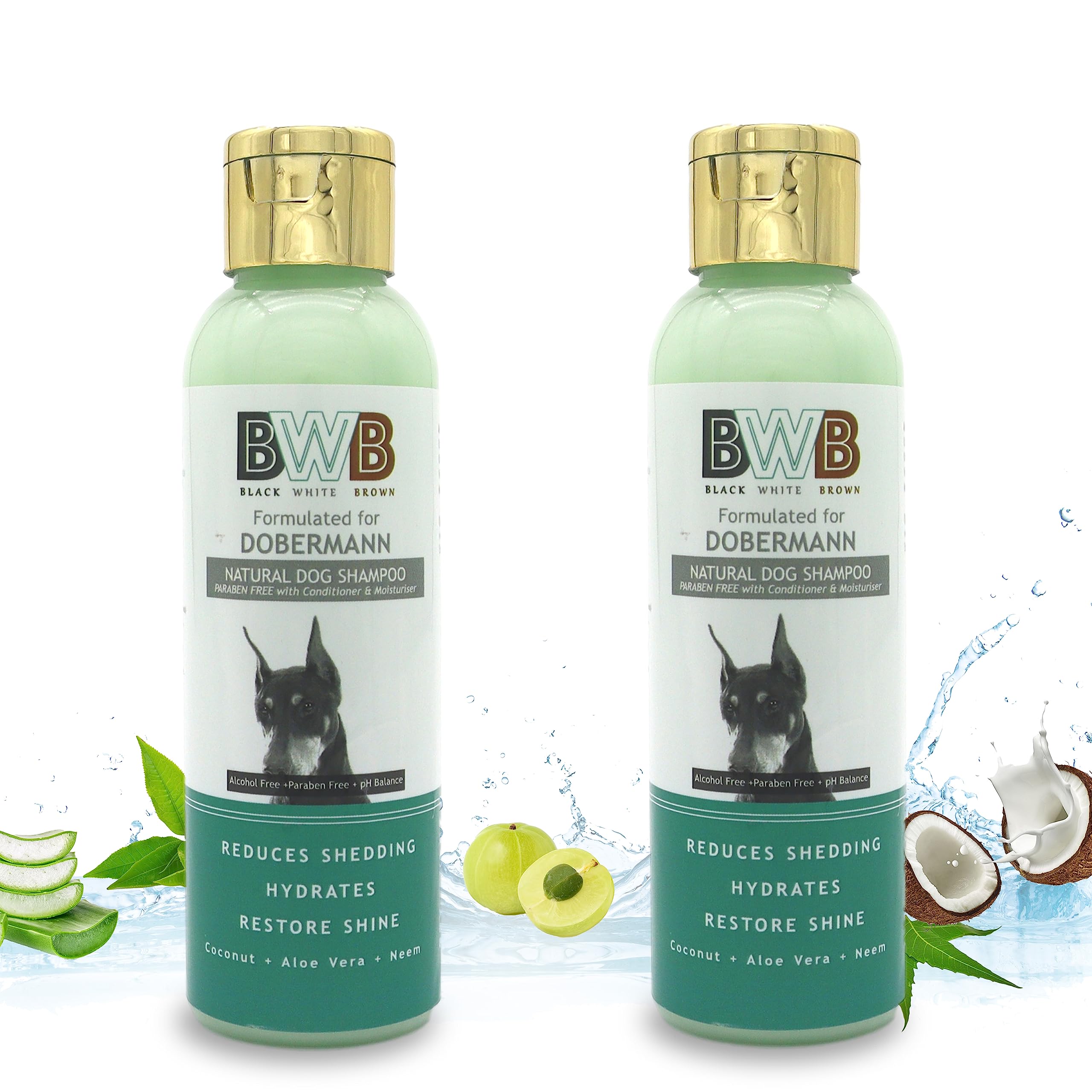 BWB Natural Dog Shampoo for Dobermann.PARABEN Free+Alcohol Free+pH Balance with Conditioner & Moisturiser and Added Alovera,NEEM,Coconut & Amla extracts (Pack of 2(120ml + 120ml)) (B0BZJRL6H3) Amazon Price History, Amazon Price Tracker
